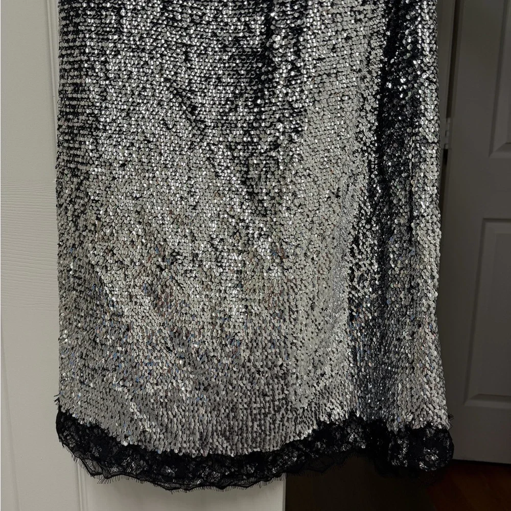 NWT Gianni Bini x Lilly Sisto Allegra Sequin Lace Trim Midi Slip Dress 8 - Picture 5 of 11